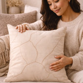 Beige Cocoa Veins Throw Pillow クッション