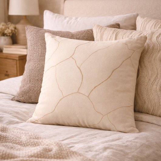 Beige Cocoa Veins Throw Pillow クッション