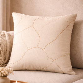 Beige Cocoa Veins Throw Pillow クッション