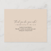Beige Cookie Care Instructions Minimalist Script サンキューカード (裏面)