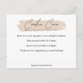 Beige Cookie Care Instructions Minimalist Script サンキューカード (正面)