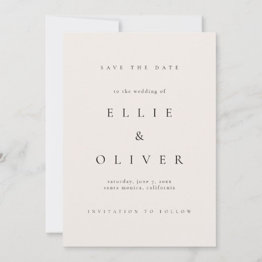 Beige Cream Boho Photo Save the Date 招待状 (裏面)