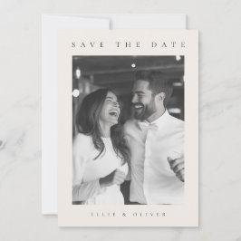 Beige Cream Boho Photo Save the Date 招待状