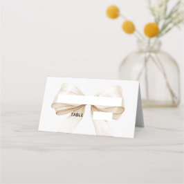 Beige cream Bow Place Cards Elegant Folded プレイスカード