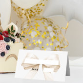 Beige cream Bow Place Cards | Elegant Folded プレイスカード
