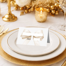 Beige cream Bow Place Cards Elegant Folded プレイスカード