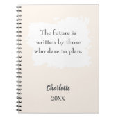 Beige cream inspirational quote ノートブック (正面)