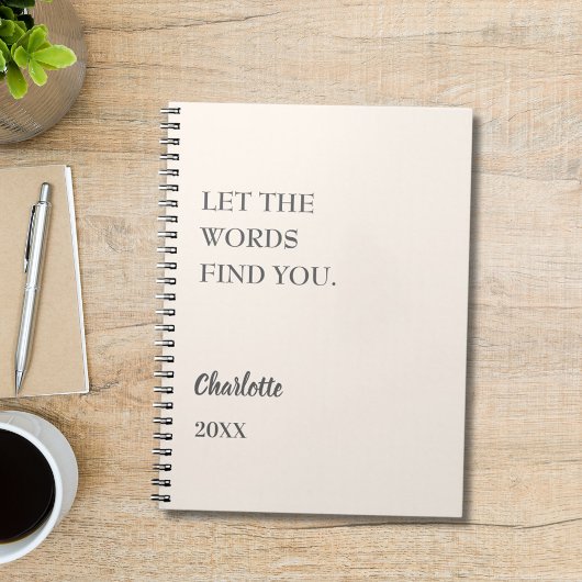 Beige cream inspirational quote writing ノートブック