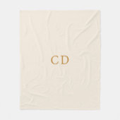 Beige cream monogrammed initials modern フリースブランケット (正面)