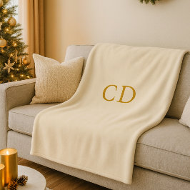 Beige cream monogrammed initials modern フリースブランケット