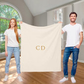 Beige cream monogrammed initials modern フリースブランケット
