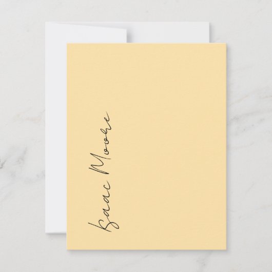 Beige Cream Plain Elegant Script Calligraphy Name ノートカード (正面)