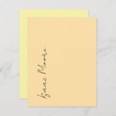 Beige Cream Plain Elegant Script Calligraphy Name ノートカード (正面/裏面)
