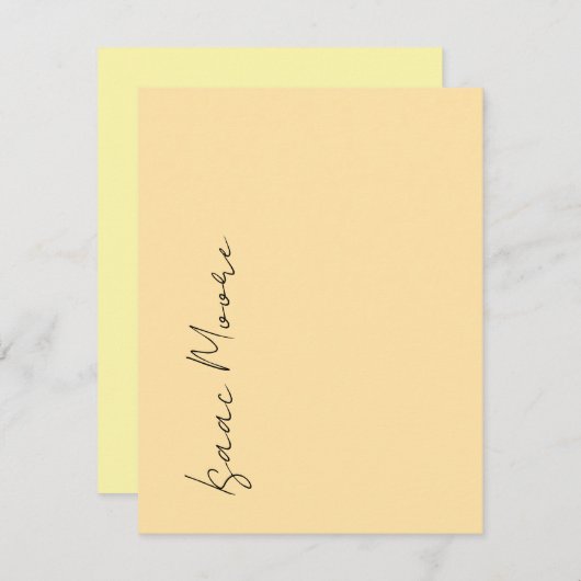Beige Cream Plain Elegant Script Calligraphy Name ノートカード (正面/裏面)
