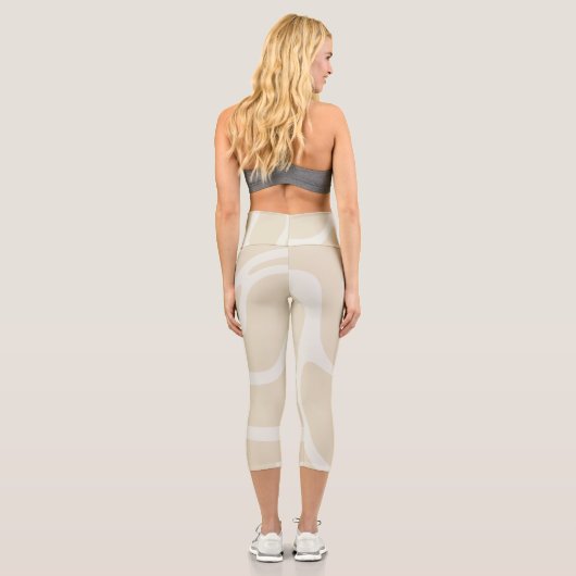 Beige Cream Simple Organic Pattern カプリレギンス (裏面)