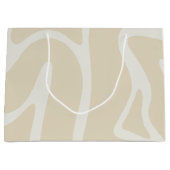 Beige Cream Simple Organic Pattern ラージペーパーバッグ (正面)