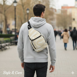 Beige Cream Simple Organic Pattern Sling Bag スリングバッグ