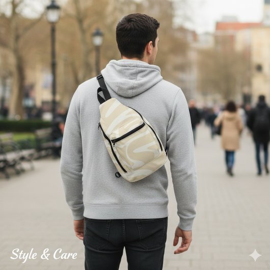 Beige Cream Simple Organic Pattern Sling Bag スリングバッグ