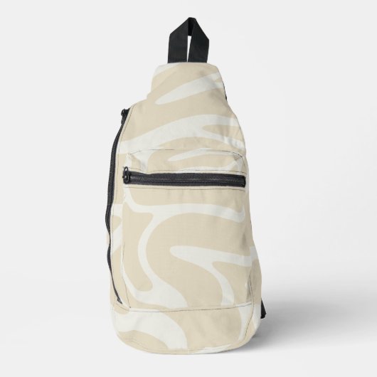 Beige Cream Simple Organic Pattern Sling Bag スリングバッグ (正面)