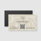 Beige Cream Simple Pattern Magnetic Business Card (正面/裏面)