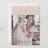 Beige Cross Christian Baptism Photo Thank You Card サンキューカード (正面)