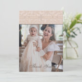 Beige Cross Christian Baptism Photo Thank You Card サンキューカード (スタンド正面)