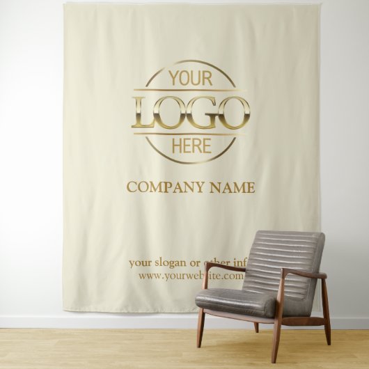 Beige Custom Business Logo Trade Show Backdrop タペストリー (インサイチュ)