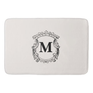 Beige Custom Monogram Crest バスマット