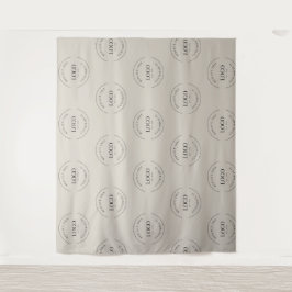 Beige Custom white Logo step and repeat backdrop タペストリー