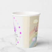 beige cute AIRPLANE BEAR pastel clouds rainbow 紙コップ (右)