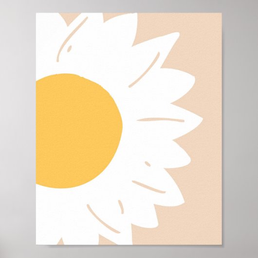 Beige Daisy – Minimalist Floral Wall Art ポスター (正面)