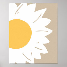 Beige Daisy – Minimalist Floral Wall Art ポスター
