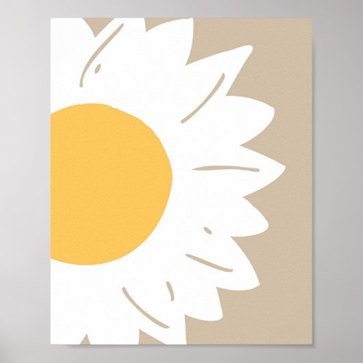 Beige Daisy – Minimalist Floral Wall Art ポスター (正面)