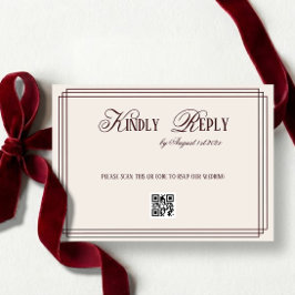 Beige Dark Red Old Money Wedding QR code 出欠カード