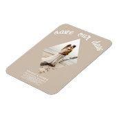 Beige Diamondミニマル Photo Wedding Save the Date マグネット (左側)