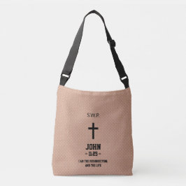 Beige Dotted Pattern Bible Chapter Verse Christian クロスボディバッグ