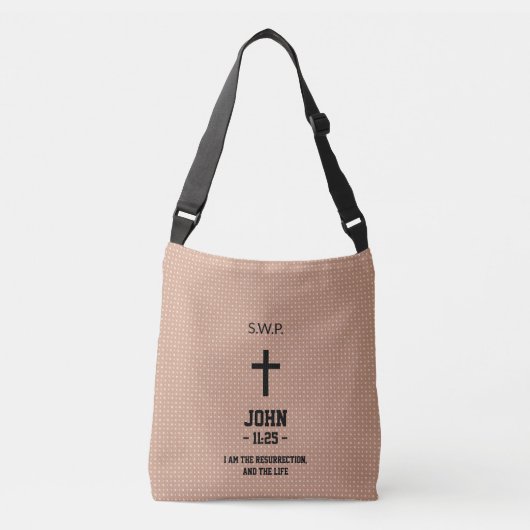 Beige Dotted Pattern Bible Chapter Verse Christian クロスボディバッグ (正面)