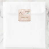 Beige Dragonfly結婚式の日付を保存 スクエアシール (バッグ)