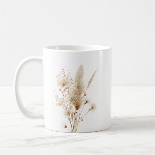 Beige Dried Flower Botanical コーヒーマグカップ (左)