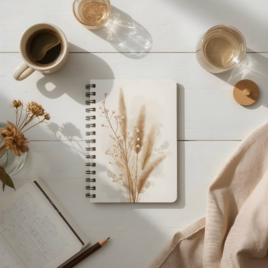 Beige Dried Flower Botanical ノートブック