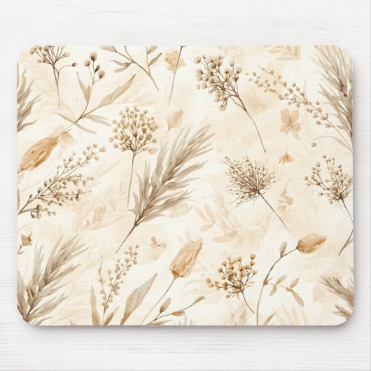 Beige Dried Flower Botanical マウスパッド (正面)