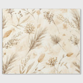 Beige Dried Flower Botanical ラッピングペーパー (フラット)