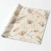 Beige Dried Flower Botanical ラッピングペーパー (アンロールド)