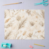 Beige Dried Flower Botanical 薄葉紙 (クラフト)