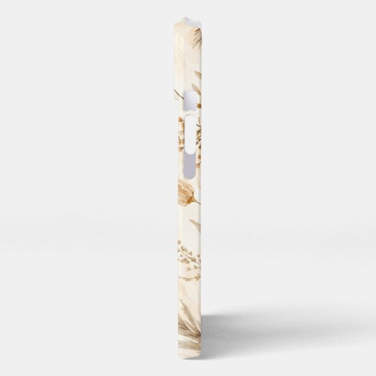 Beige Dried Flower Botanical iPhoneケース (左側面)