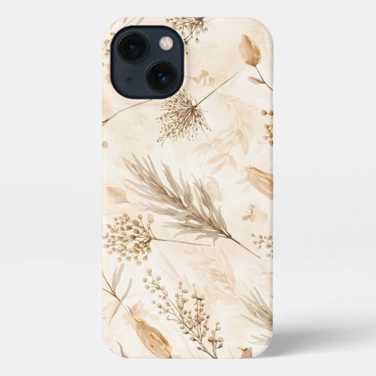 Beige Dried Flower Botanical iPhoneケース (裏面)