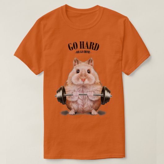 Beige Dwarf Hamster Muscle Training Weightlifting  Tシャツ (デザイン正面)