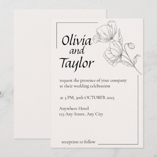 Beige Elegance  招待状 (正面/裏面)