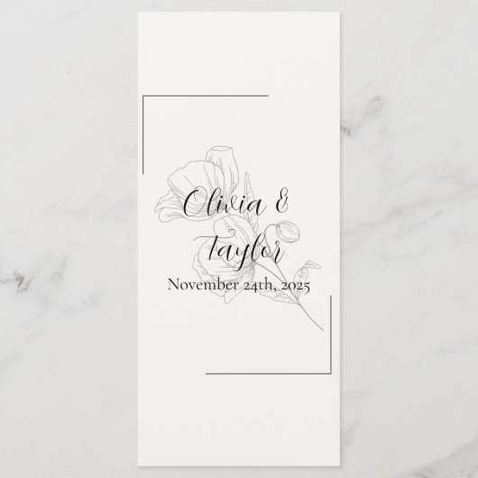 Beige Elegance Reception Menu メニュー (裏面)
