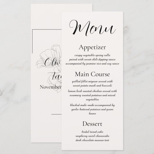 Beige Elegance Reception Menu メニュー (正面/裏面)